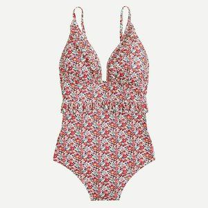 Ruffle deep-V one-piece swimsuit in Liberty® Betsy Ann floral
